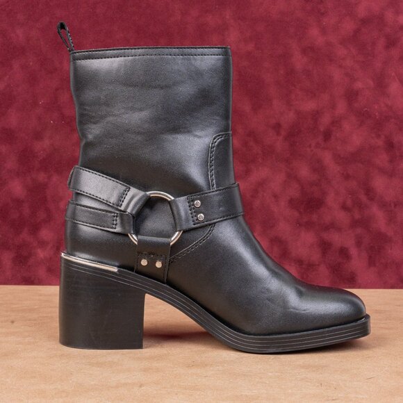 DKNY Women Nolan Vegan Leather Harness Moto Biker Ankle Boots sz 7 - Picture 8 of 8